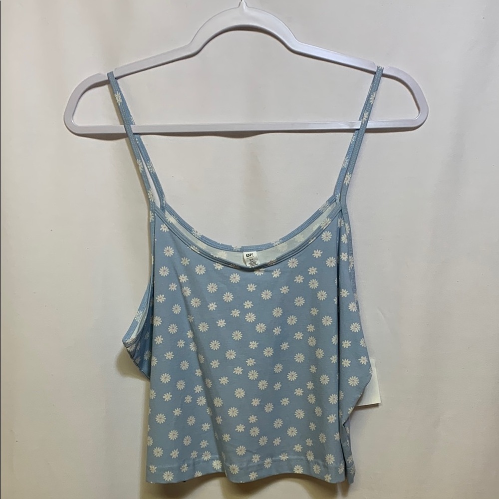BP Blue Floral Cropped Tank Top